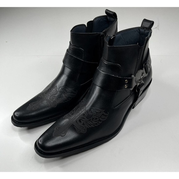 NEW Alberto Fellini Western-10 Ankle Boots Size 8.5 Men’s Black Zip Up main image 6